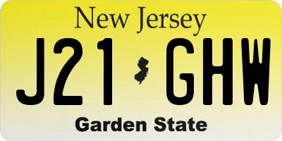 NJ license plate J21GHW