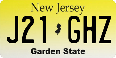NJ license plate J21GHZ