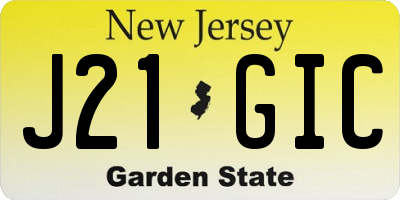 NJ license plate J21GIC