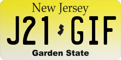 NJ license plate J21GIF