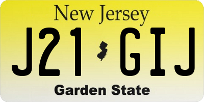NJ license plate J21GIJ