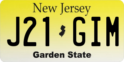 NJ license plate J21GIM