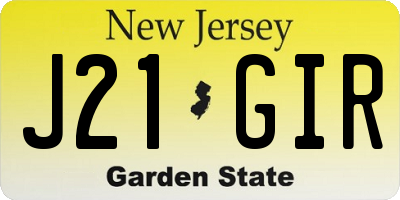 NJ license plate J21GIR