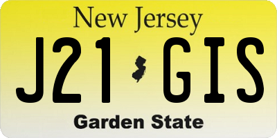 NJ license plate J21GIS
