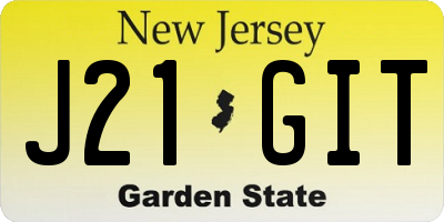 NJ license plate J21GIT