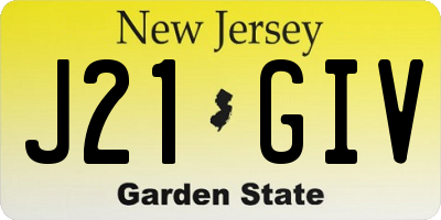 NJ license plate J21GIV