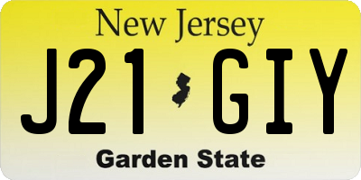 NJ license plate J21GIY