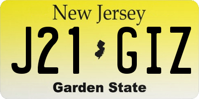 NJ license plate J21GIZ