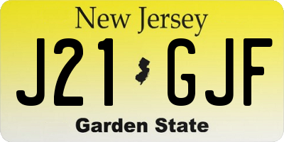 NJ license plate J21GJF