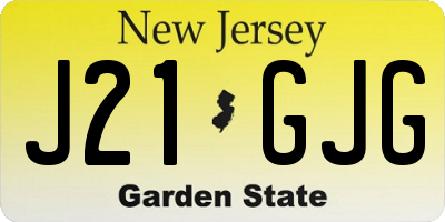 NJ license plate J21GJG