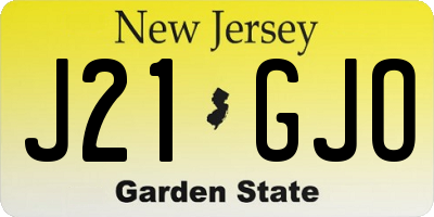 NJ license plate J21GJO