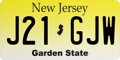 NJ license plate J21GJW