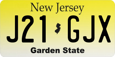 NJ license plate J21GJX