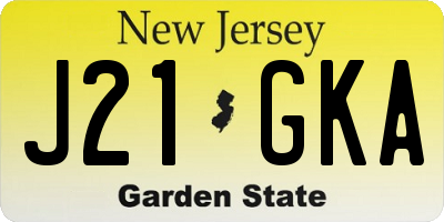 NJ license plate J21GKA
