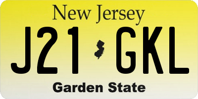 NJ license plate J21GKL