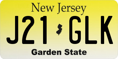 NJ license plate J21GLK