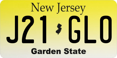 NJ license plate J21GLO