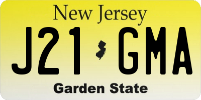 NJ license plate J21GMA