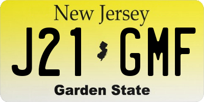 NJ license plate J21GMF