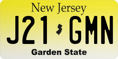 NJ license plate J21GMN