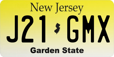 NJ license plate J21GMX
