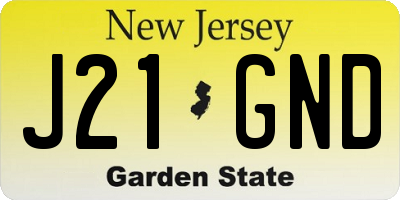 NJ license plate J21GND