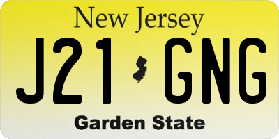 NJ license plate J21GNG