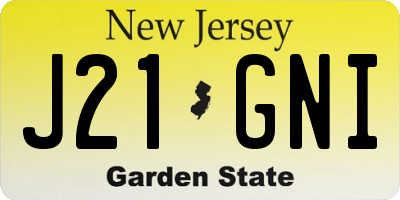 NJ license plate J21GNI