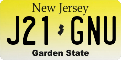 NJ license plate J21GNU