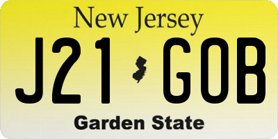 NJ license plate J21GOB