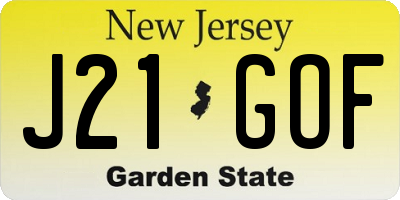 NJ license plate J21GOF