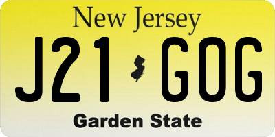 NJ license plate J21GOG