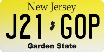 NJ license plate J21GOP