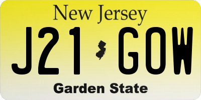 NJ license plate J21GOW