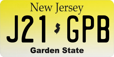 NJ license plate J21GPB