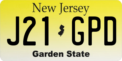 NJ license plate J21GPD