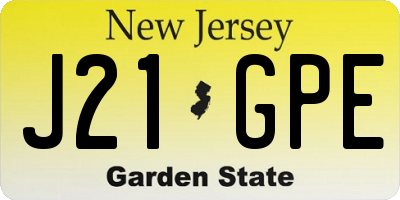 NJ license plate J21GPE