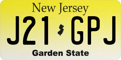NJ license plate J21GPJ
