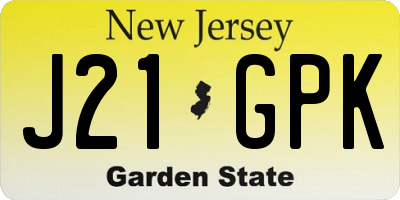 NJ license plate J21GPK