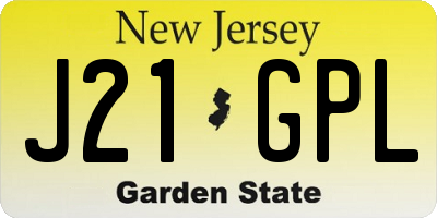 NJ license plate J21GPL