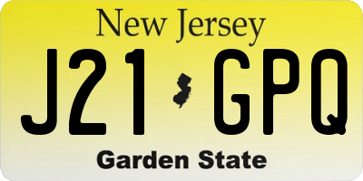 NJ license plate J21GPQ