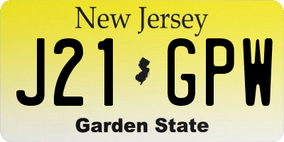 NJ license plate J21GPW