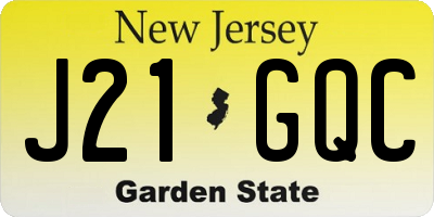 NJ license plate J21GQC