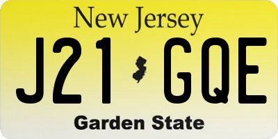 NJ license plate J21GQE