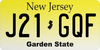 NJ license plate J21GQF