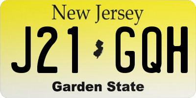 NJ license plate J21GQH