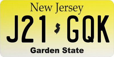NJ license plate J21GQK