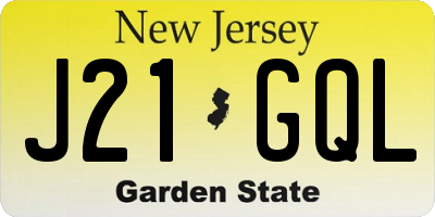 NJ license plate J21GQL