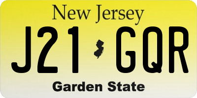 NJ license plate J21GQR