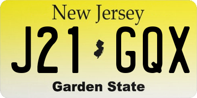 NJ license plate J21GQX